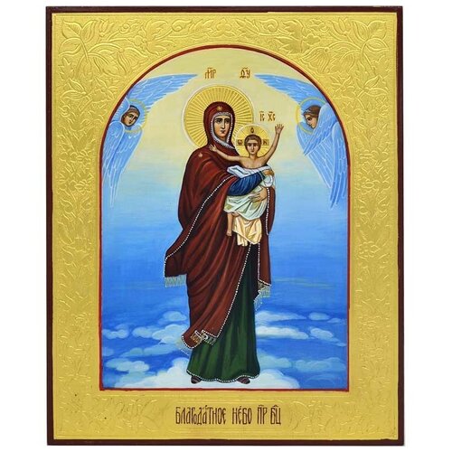 икона божией матери благодатное небо 1800 г доска 13 16 5 см Благодатное небо. Рукописная икона Божией Матери.