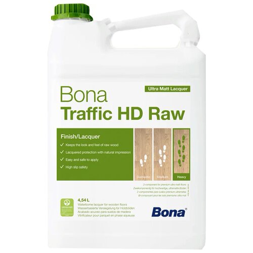 Лак Bona Traffic HD RAW полиуретановый бесцвeтный, глубокоматовая, 4.85 л