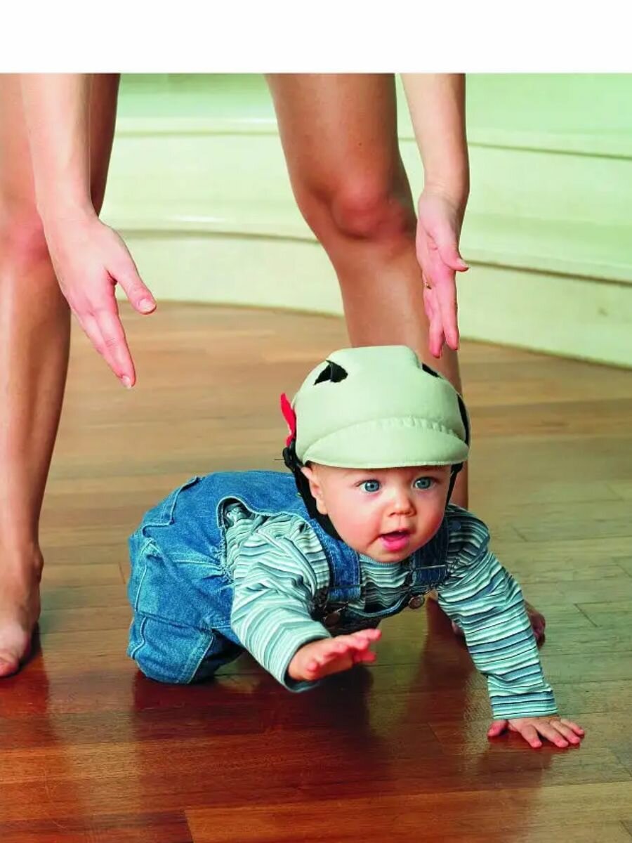 Противоударный шлем Ok Baby No Shock, бежевый — фото 1