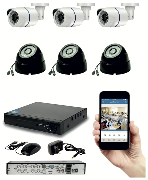 KIT6AHD100W300B5MP. Комплект видеонаблюдения на 6 AHD камер 5мП