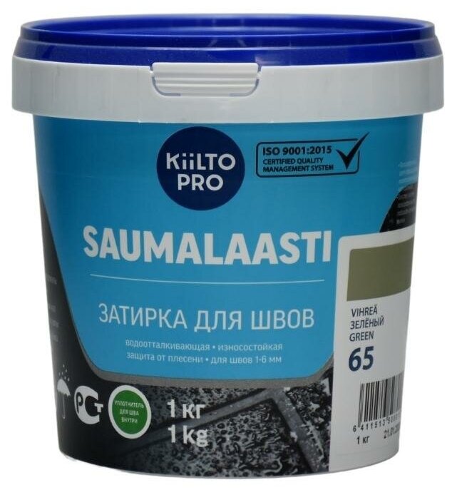 Затирка для швов водоотталкивающая с защитой от плесени Kiilto Pro Saumalaasti (1кг) 65 зеленый - фотография № 2