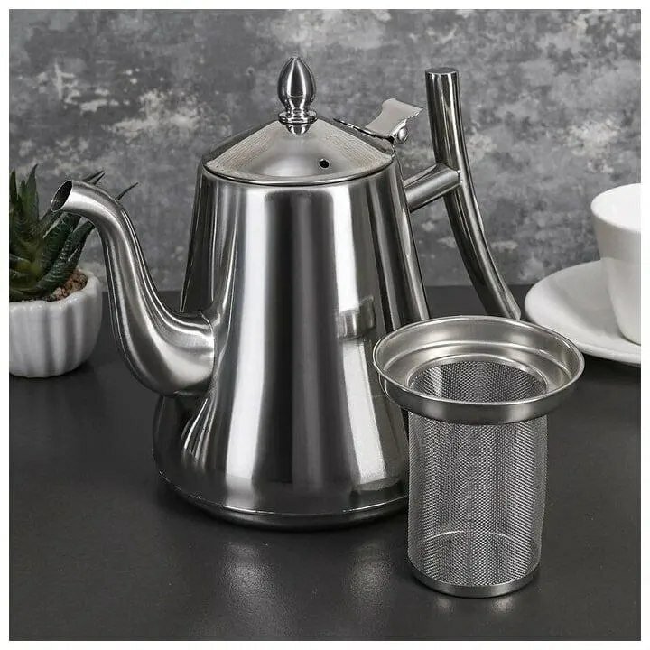 Чайник заварочный MARVIK 1500мл / Прочный чайник для заварки / Металлический заварочный чайник