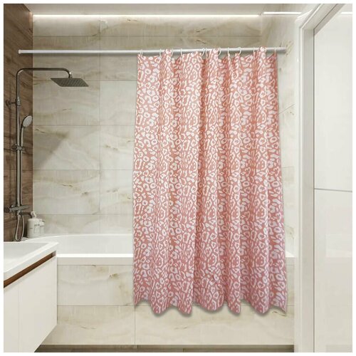 Штора для ванной Сантис Абстракция розовая, 180х180 см (35179)