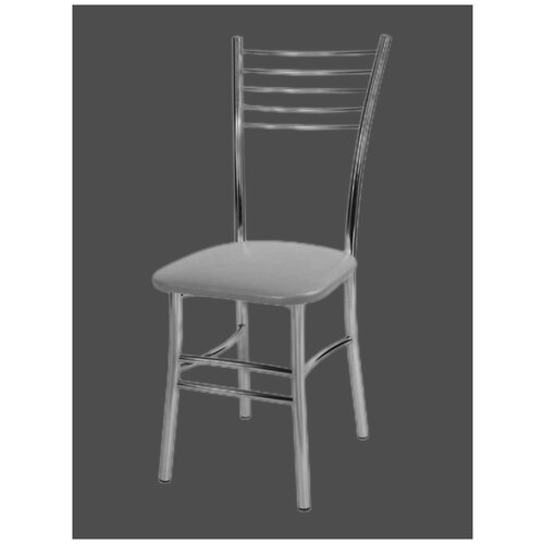 Стул Квин для обеденной зоны, столовой, кухни, металлический, хромированный корпус, цвет, серый, экокожа,