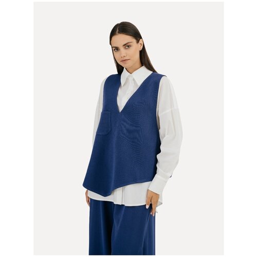 фото Жилет женский модный дом виктории тишиной, итало синий 801-22, размер s