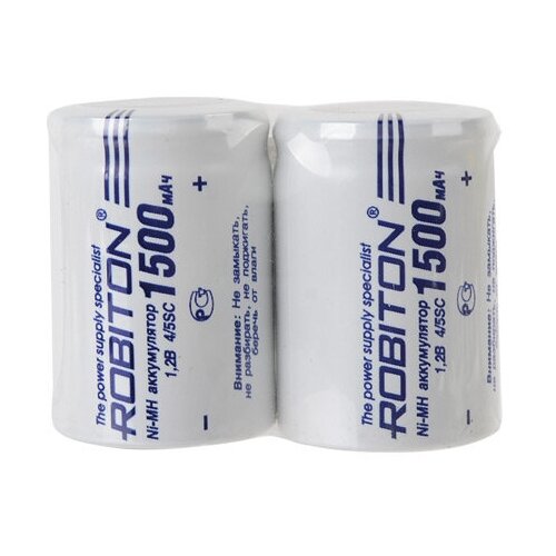 Robiton Аккумулятор Robiton Ni-MH 4/5SC 1500mAh SR2, 2шт (1500MH4/5SC-2 ) robiton аккумулятор robiton ni cd 4 5sc 1200mah sr2 2шт 1200nc4 5sc