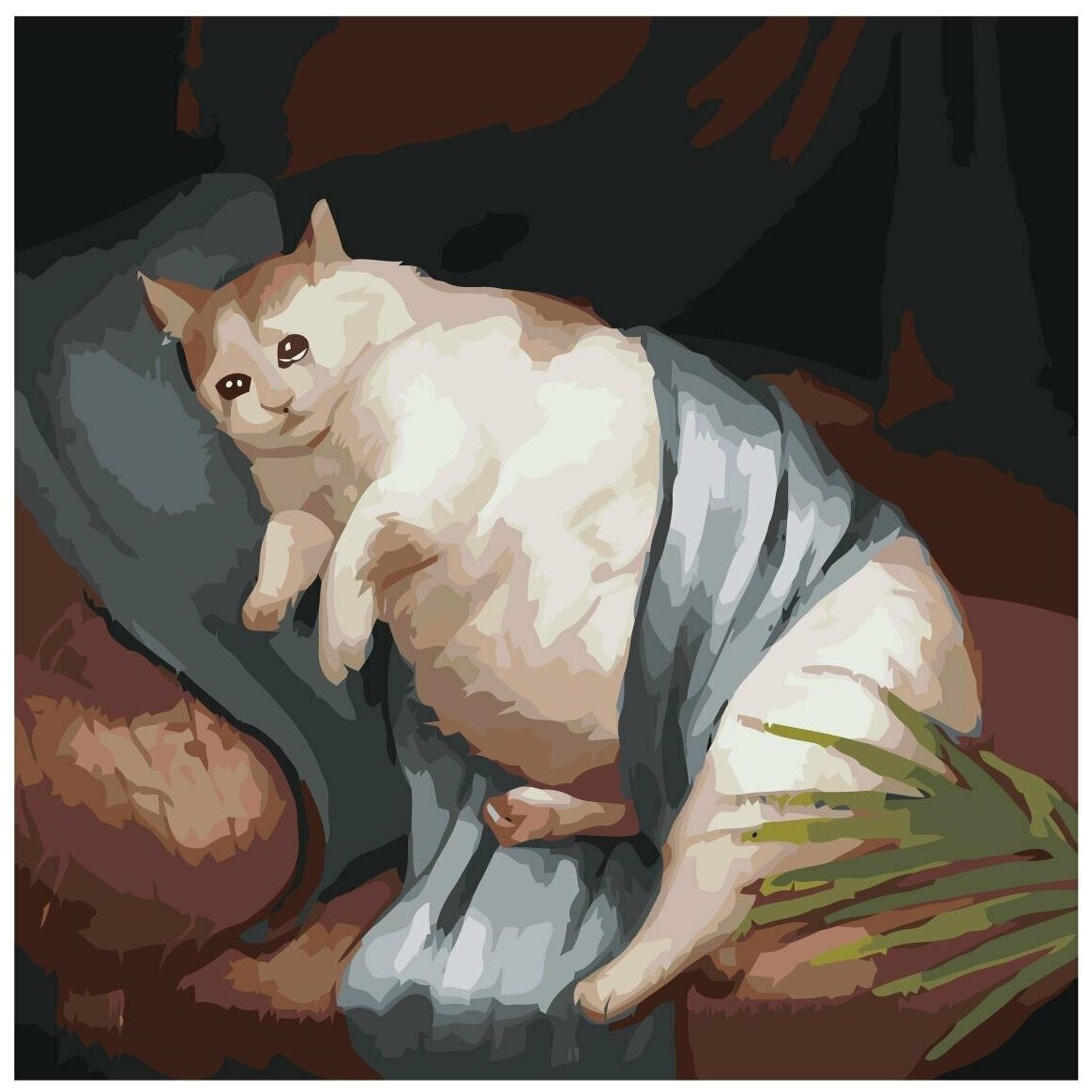 Толстый котик Раскраска картина по номерам на холсте