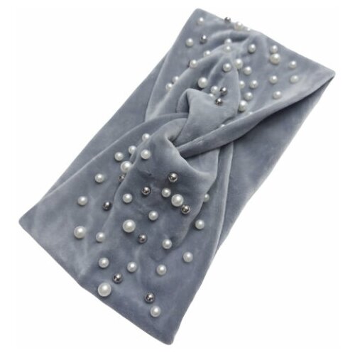Женская повязка из полиэстера украшенная бусинами серый 705₽