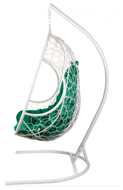 Подвесное кресло кокон двухместное BIGARDEN Primavera White (подушка зеленая) - фотография № 3