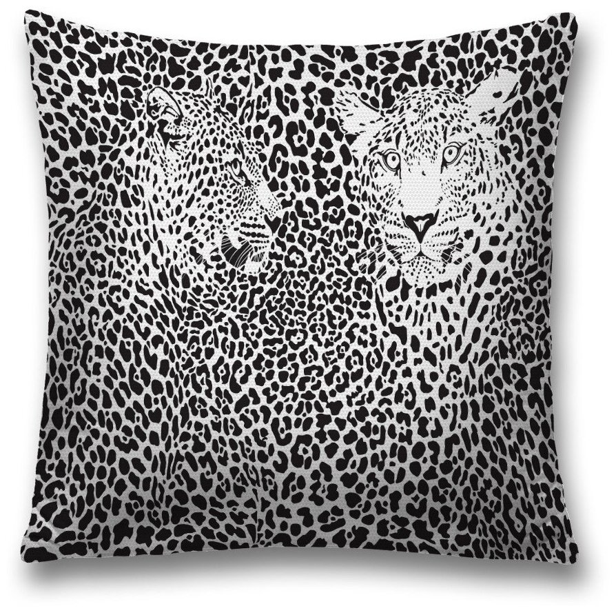 Наволочка декоративная на молнии, чехол на подушку JoyArty "Завораживающие леопарды" 45х45 см