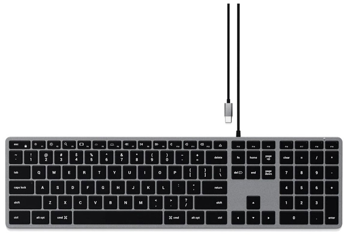 Клавиатура проводная Satechi Slim W3 Wired Backlit Keyboard, USB Type-C, Серый космос ST-UCSW3M-RU