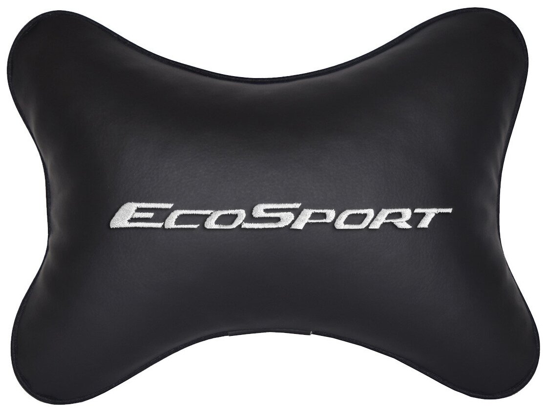 Автомобильная подушка на подголовник экокожа Black с логотипом автомобиля FORD ECOSPORT