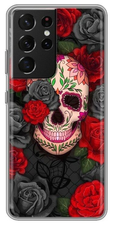 Дизайнерский силиконовый чехол для Самсунг S21 Ультра / Samsung Galaxy S21 Ultra Яркие черепа