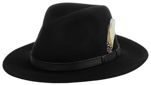 Шляпа федора STETSON, шерсть, утепленная, размер 61, черный