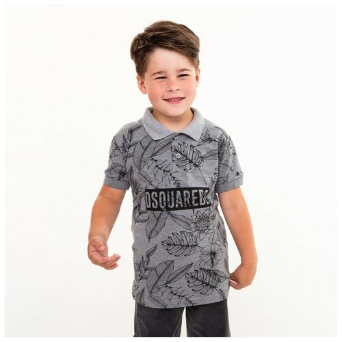 Поло , размер 116, серый футболка для мальчика рост 116 см цвет серый меланж