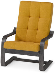 Кресло для отдыха Pragma Okhta (охта) с регулируемой спинкой, обивка: текстиль, чёрно-коричневый/жёлтый