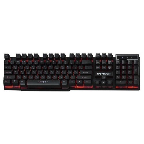Клавиатура проводная SONNEN KB-7010 USB 104 клавиши LED-подсветка черная 512653 цена за 1 шт 99100₽