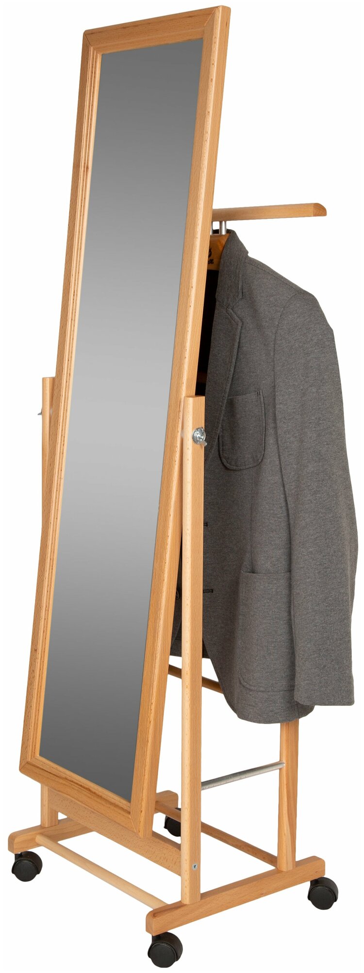 Вешалка костюмная с зеркалом на колесах В 24Н светло-коричневый - фотография № 3