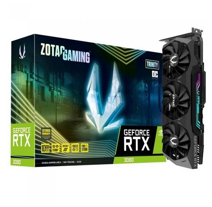 Видеокарта 10 Gb Zotac GeForce RTX 3080 TRINITY OC ZT-A30800J-10PLHR