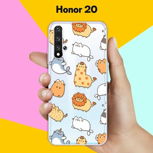 Силиконовый чехол Котики на Honor 20 силиконовый чехол на honor play хонор плэй котики прозрачный