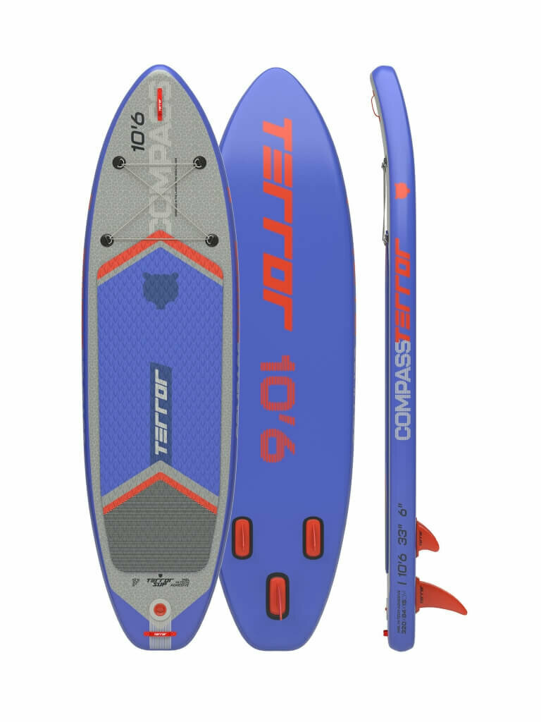 Cап борд надувной двухслойный TERROR SUP Blue 10'6 COMPASS голубая / Sup board, сапборд, доска для сап серфинга