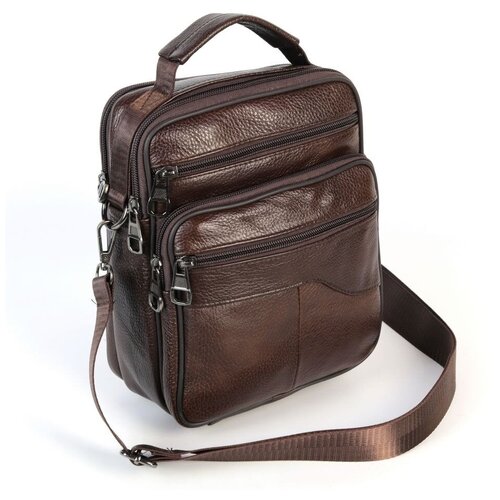фото Сумка мессенджер 8221 браун-сумка повседневная, натуральная кожа, коричневый piove