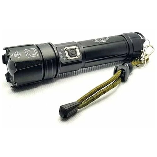 фото Фонарь ручной аккумуляторный h-703-p90, аккумулятор 18650, зарядка micro usb. огонь