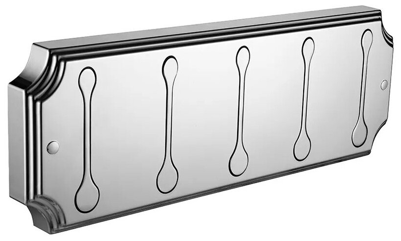 Вешалка настенная пластиковая с 5 металлическими крючками универсальная для ванной комнаты, кухни, прихожей ELGHANSA HRM-670-Chrome, хром