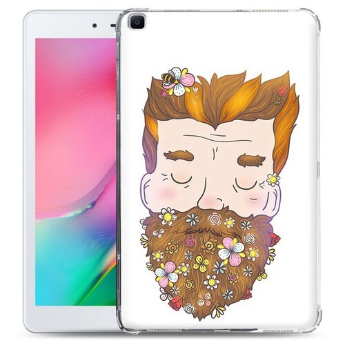 Чехол задняя-панель-накладка-бампер MyPads мужчина с цветами в бороде для Samsung Galaxy Tab A 8.0 (2019) SM-P200/P205 противоударный