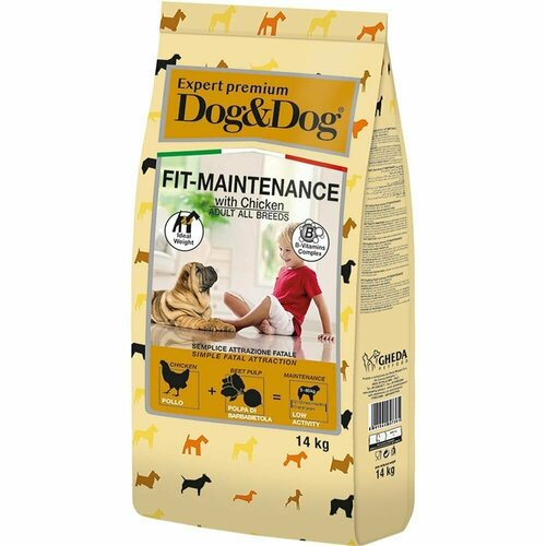 Сухой корм Dog&Dog Expert Premium Fit-Maintenance, для взрослых собак для контроля веса с курицей, 14кг