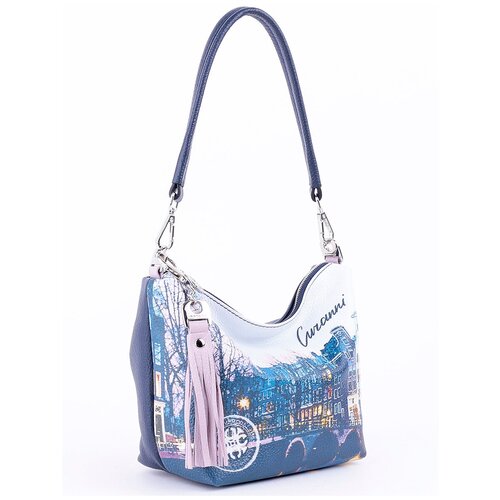 фото Стильная сумка женская на плечо из натуральной кожи curanni с принтом амстердам, сумка женская на плечо или через плечо кожаная