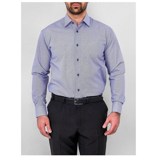 фото Рубашка мужская длинный рукав greg 213/319/1290/1, прямой силуэт / сlassic fit, цвет синий, рост 174-184, размер ворота 44