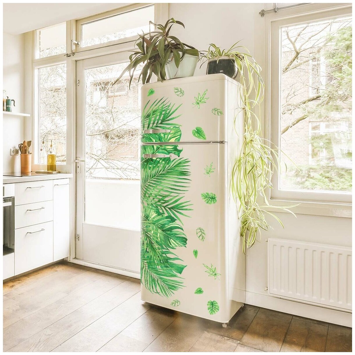 Наклейки на холодильник VEROL «Тропические листья» наклейки интерьерные декор для дома многоразовые наклейки декоративная наклейка декор для кухни