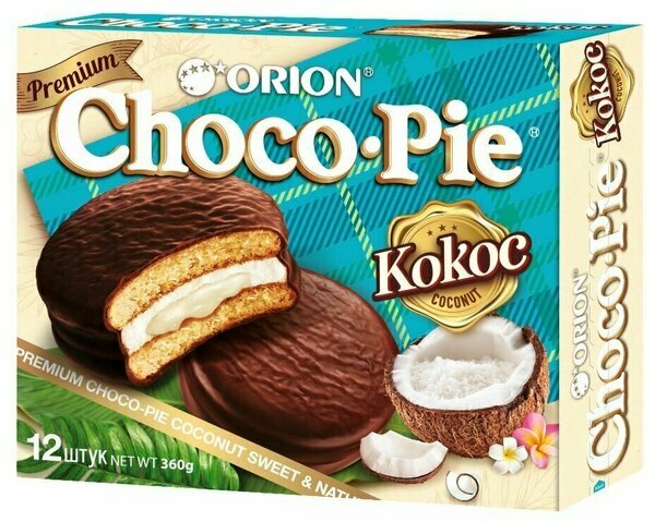 Печенье Choco Pie бисквитное с кокосом