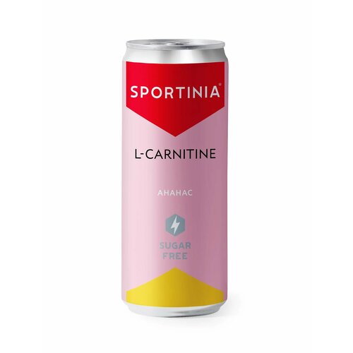 Sportinia Спортиния l-карнитин Ананас (ZERO SUGAR) ж/б 0,33 12 штук sportinia l карнитин ананас