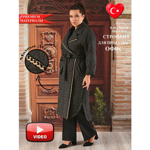  куртка  Darkwin, силуэт прямой, стеганая, размер 60-62, черный