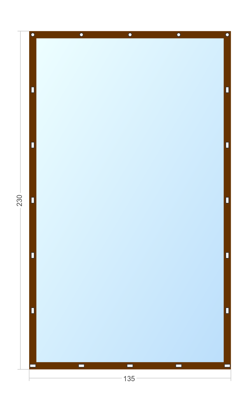 Мягкое окно Софтокна 135х230 см, Прозрачная пленка 0,7мм, Скоба-ремешок, Коричневая окантовка, Комплект для установки - фотография № 3