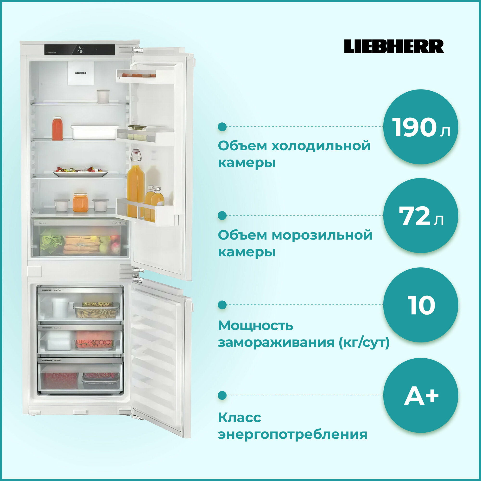 Встраиваемый двухкамерный холодильник Liebherr - фото №14