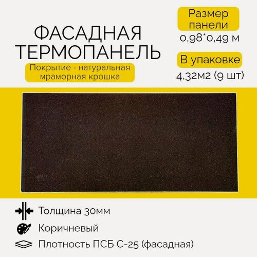 Изображение товара Фасадная панель Ferrum декоративная для наружной отделки дома и утепления стен, для бани, сауны, балкона, 9 шт, 4.4 м2