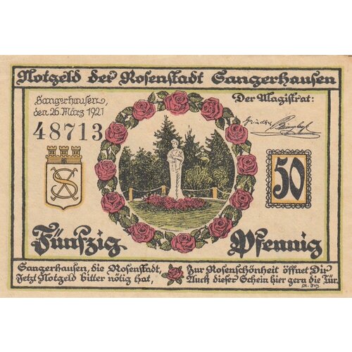 Германия (Веймарская Республика) Зангерхаузен 50 пфеннигов 1921 г.