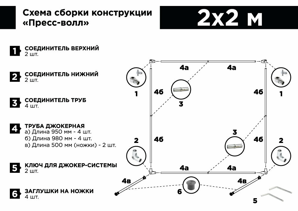 Пресс вол 2х2м, каркас для фотозоны прессволл, фотофон джокер, ширма прес вол, фотостена хромакей пресс-волл