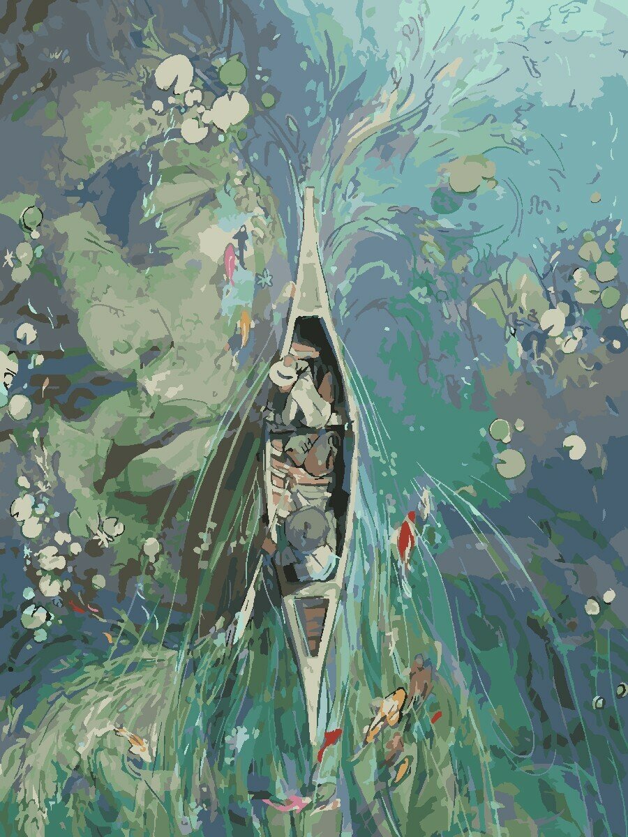 Картина по номерам Hobruk "Река забвения", на холсте на подрамнике 40х50, раскраска по номерам, природа / пейзажи