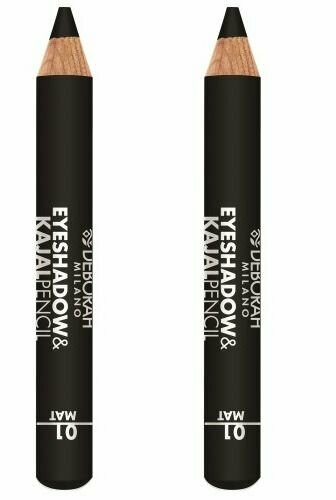 Тени-карандаш для век, Deborah Milano, Eyeshadow&Kajal Pencil, тон 01 матовый черный, 2 г, 2 шт