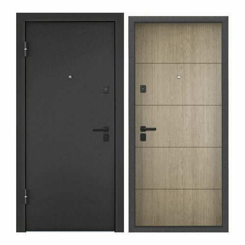 Дверь входная Torex для квартиры Terminal-B 950х2050 левый, тепло-шумоизоляция, антикоррозийная защита, замки 3-го класса защиты, темно-серый/бежевый дверь входная для квартиры torex сomfort 950х2050 левая тепло шумоизоляция антикоррозийная защита замки 4го класса защиты белый бежевый