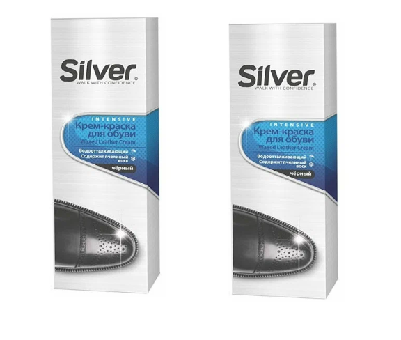 SILVER PREMIUM Крем-краска жидкая для гладкой кожи, Черный, 75мл, 2 шт