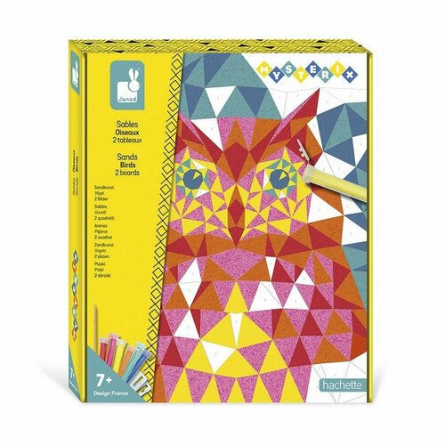 Набор для декорирования разноцветным песком Janod Птицы; серия Hachette набор для декорирования светящимся песком janod бабочки серия hachette