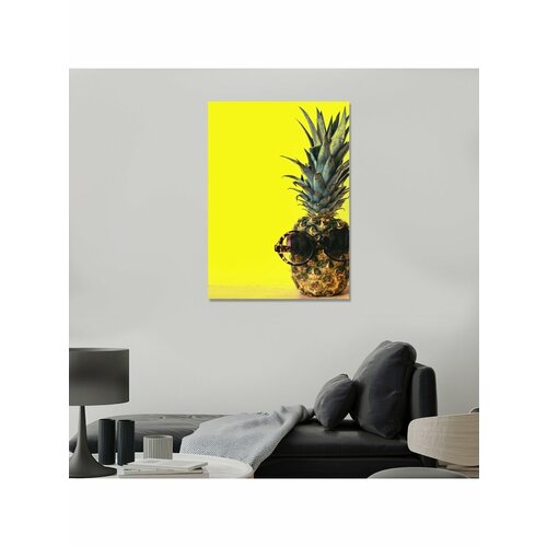 Картина на холсте с подрамником Ананас в очках 50х70