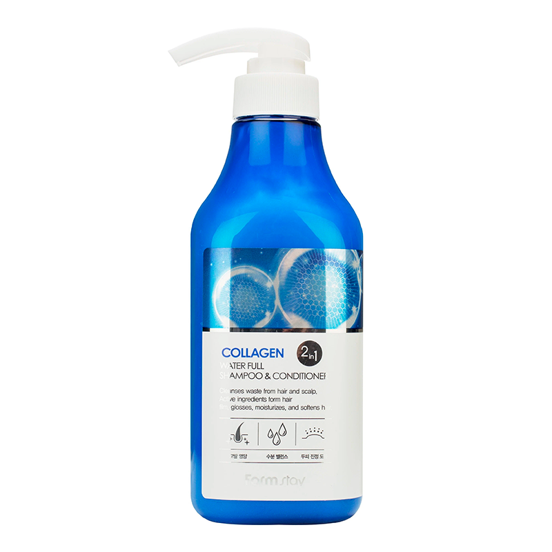 Шампунь-кондиционер увлажняющий с коллагеном [FarmStay] Collagen Water Full Shampoo & Conditioner