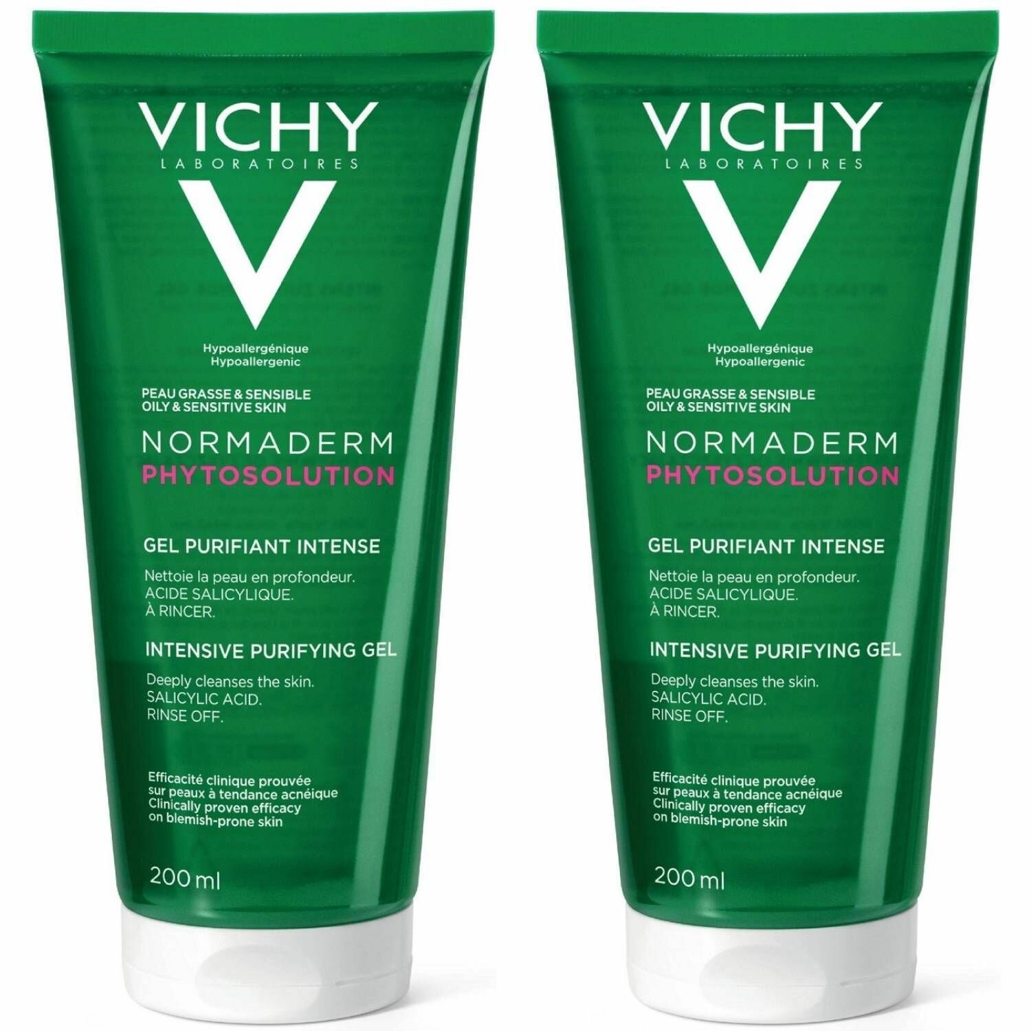 Vichy Очищающий гель для умывания жирной и проблемной кожи Normaderm Phytosolution, 2 х 200 мл