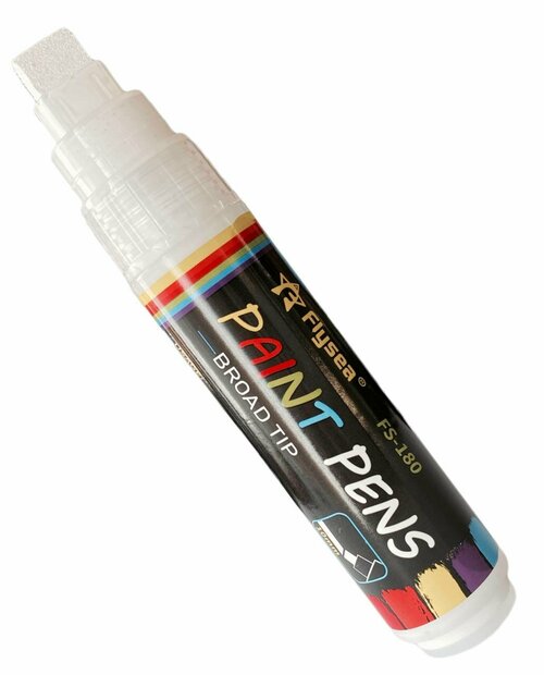Перманентный помповый маркер с краской архивного качества для граффити, стрит-арта, теггинга, каллиграфии, скетча Flysea FS-180, 10 мм, цвет белый